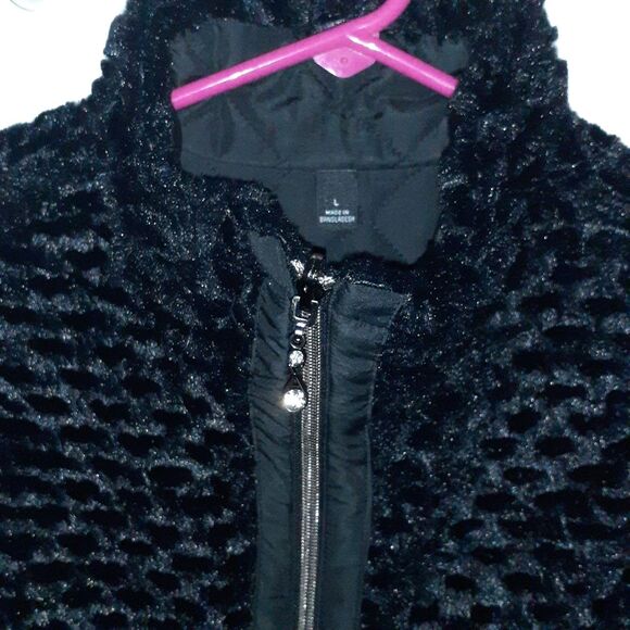 Denim & Co Vest L Reversible Zip Front Textured Faux Fur Quilted Winter Fall - Picture 3 of 9